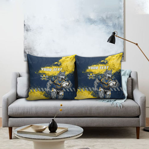 Personalised North Queensland Cowboys Rugby Pillow Cover Wolf Mascot - Sporty Splash Art Style