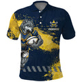 Personalised North Queensland Cowboys Rugby Polo Shirt Wolf Mascot - Sporty Splash Art Style