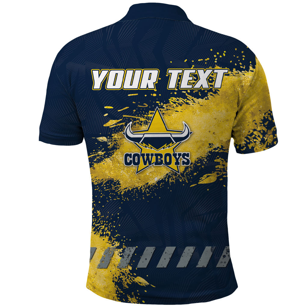 Personalised North Queensland Cowboys Rugby Polo Shirt Wolf Mascot - Sporty Splash Art Style