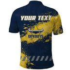 Personalised North Queensland Cowboys Rugby Polo Shirt Wolf Mascot - Sporty Splash Art Style