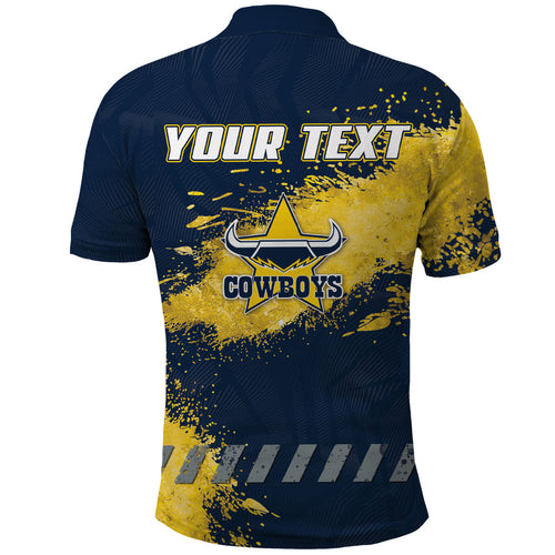 Personalised North Queensland Cowboys Rugby Polo Shirt Wolf Mascot - Sporty Splash Art Style
