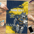 Personalised North Queensland Cowboys Rugby Puzzle Wolf Mascot - Sporty Splash Art Style