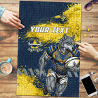 Personalised North Queensland Cowboys Rugby Puzzle Wolf Mascot - Sporty Splash Art Style