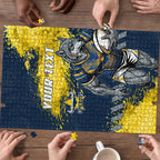 Personalised North Queensland Cowboys Rugby Puzzle Wolf Mascot - Sporty Splash Art Style