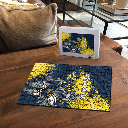 Personalised North Queensland Cowboys Rugby Puzzle Wolf Mascot - Sporty Splash Art Style