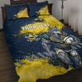 Personalised North Queensland Cowboys Rugby Quilt Bed Set Wolf Mascot - Sporty Splash Art Style
