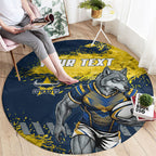 Personalised North Queensland Cowboys Rugby Round Carpet Wolf Mascot - Sporty Splash Art Style