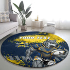 Personalised North Queensland Cowboys Rugby Round Carpet Wolf Mascot - Sporty Splash Art Style