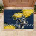 Personalised North Queensland Cowboys Rugby Rubber Doormat Wolf Mascot - Sporty Splash Art Style