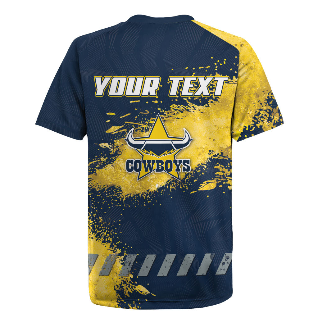 Personalised North Queensland Cowboys Rugby Rugby Jersey Wolf Mascot - Sporty Splash Art Style