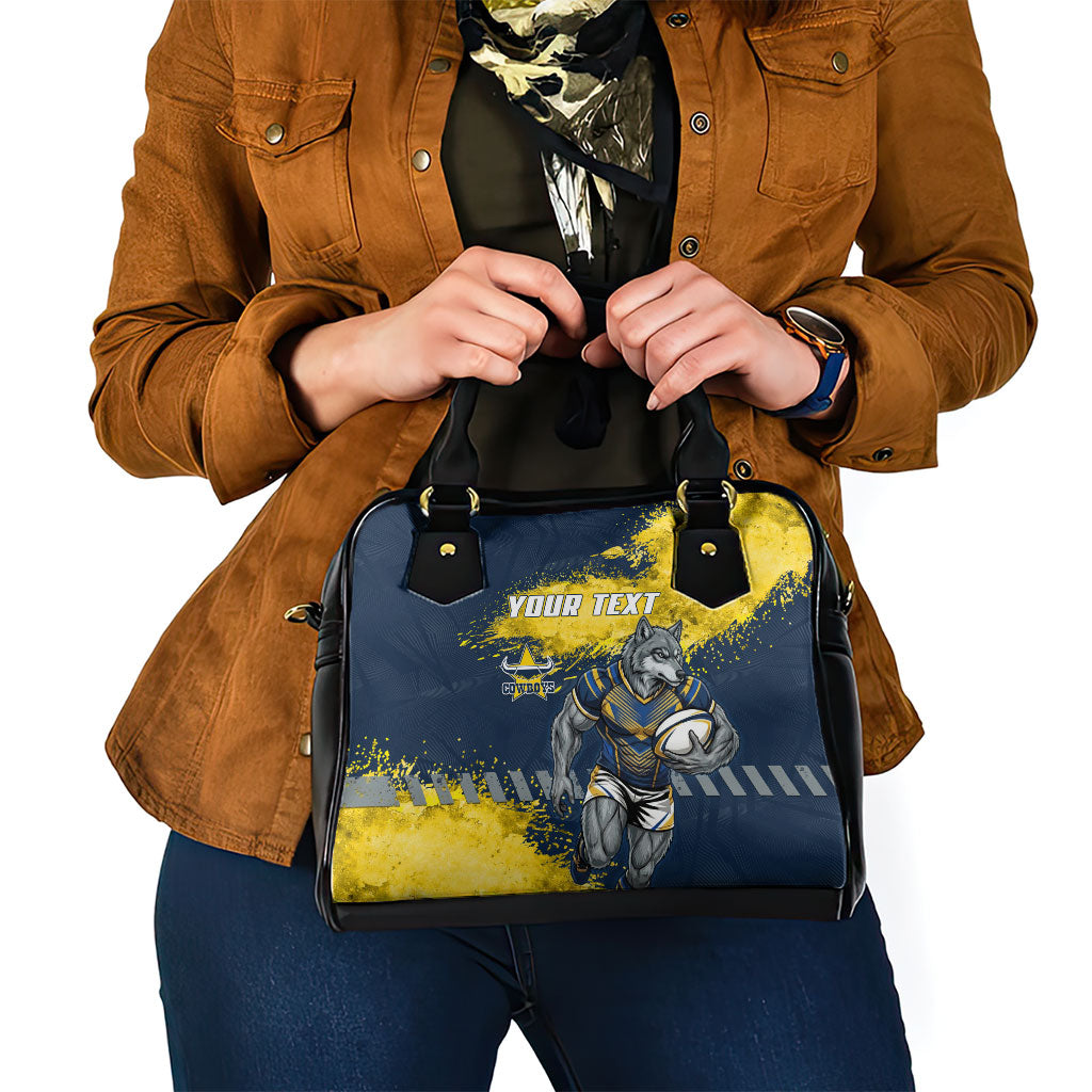 Personalised North Queensland Cowboys Rugby Shoulder Handbag Wolf Mascot - Sporty Splash Art Style