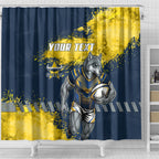 Personalised North Queensland Cowboys Rugby Shower Curtain Wolf Mascot - Sporty Splash Art Style