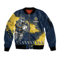 Personalised North Queensland Cowboys Rugby Sleeve Zip Bomber Jacket Wolf Mascot - Sporty Splash Art Style