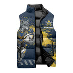 Personalised North Queensland Cowboys Rugby Sleeveless Puffer Jacket Wolf Mascot - Sporty Splash Art Style