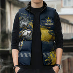 Personalised North Queensland Cowboys Rugby Sleeveless Puffer Jacket Wolf Mascot - Sporty Splash Art Style
