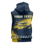 Personalised North Queensland Cowboys Rugby Sleeveless Zip Hoodie Wolf Mascot - Sporty Splash Art Style