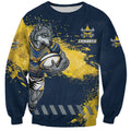 Personalised North Queensland Cowboys Rugby Sweatshirt Wolf Mascot - Sporty Splash Art Style