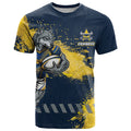 Personalised North Queensland Cowboys Rugby T Shirt Wolf Mascot - Sporty Splash Art Style
