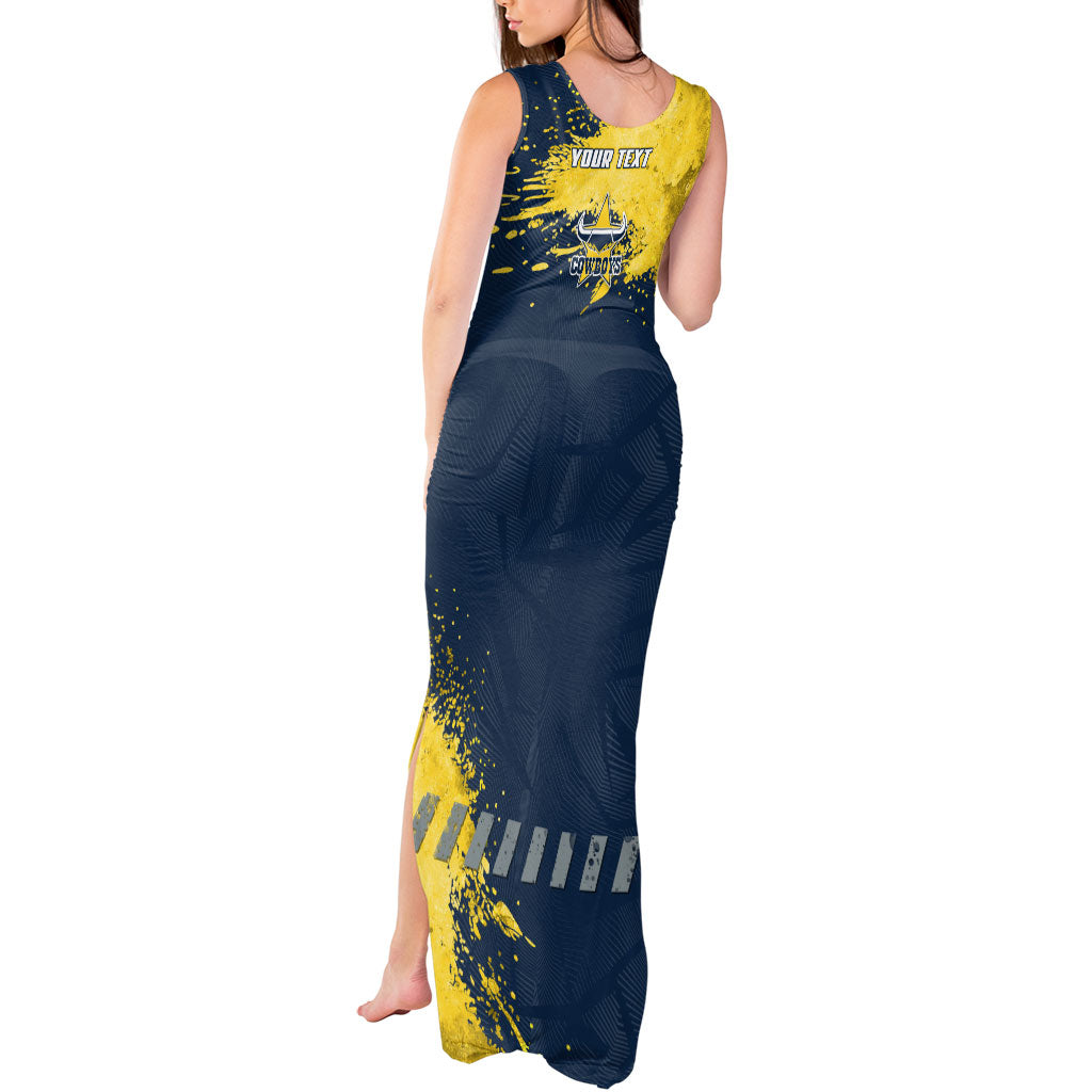 Personalised North Queensland Cowboys Rugby Tank Maxi Dress Wolf Mascot - Sporty Splash Art Style