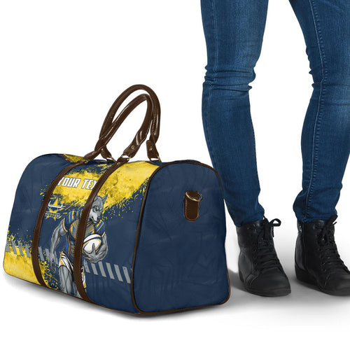 Personalised North Queensland Cowboys Rugby Travel Bag Wolf Mascot - Sporty Splash Art Style