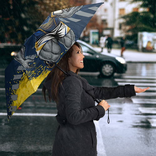 Personalised North Queensland Cowboys Rugby Umbrella Wolf Mascot - Sporty Splash Art Style