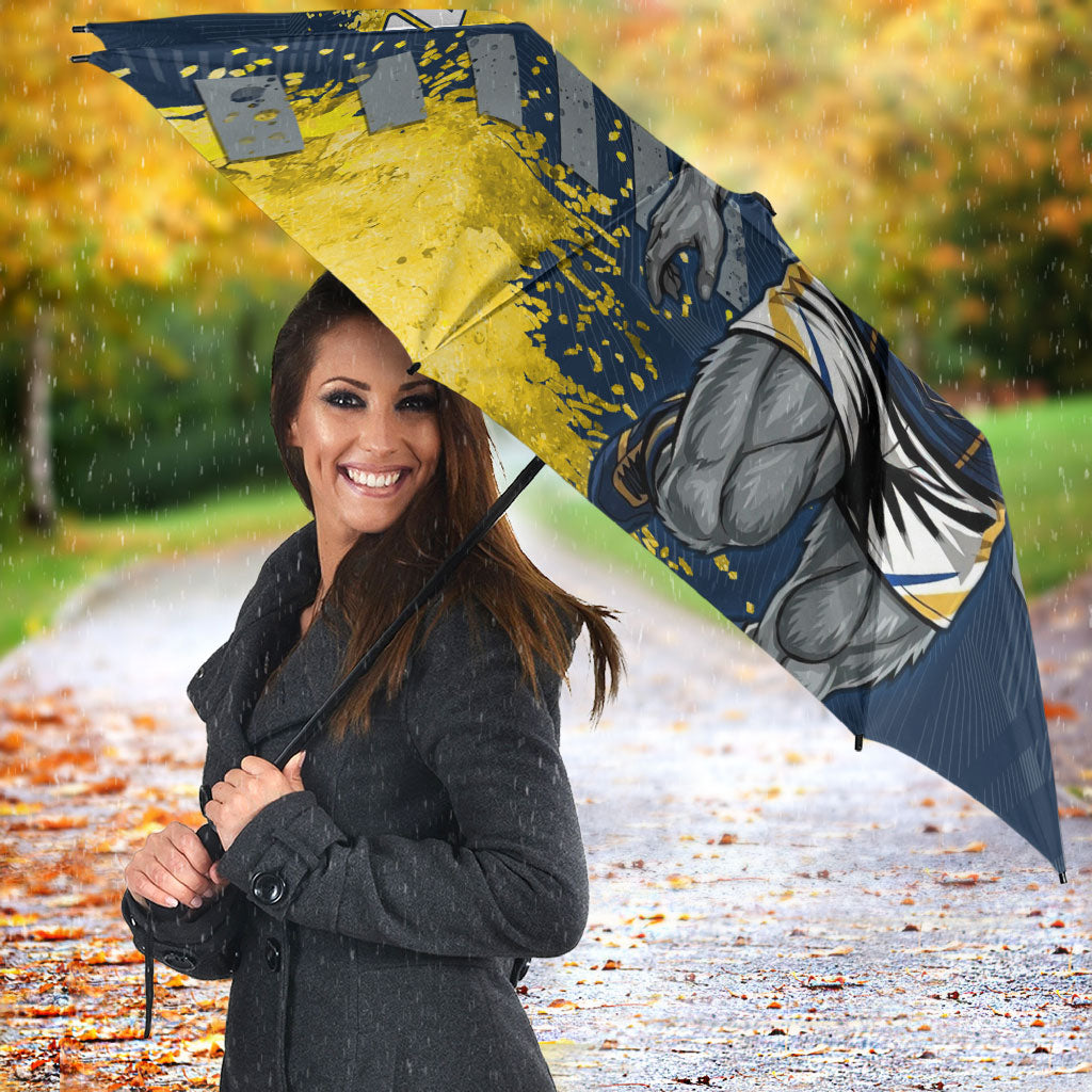 Personalised North Queensland Cowboys Rugby Umbrella Wolf Mascot - Sporty Splash Art Style