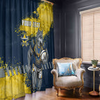 Personalised North Queensland Cowboys Rugby Window Curtain Wolf Mascot - Sporty Splash Art Style
