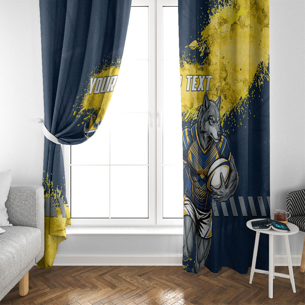 Personalised North Queensland Cowboys Rugby Window Curtain Wolf Mascot - Sporty Splash Art Style