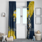 Personalised North Queensland Cowboys Rugby Window Curtain Wolf Mascot - Sporty Splash Art Style