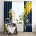 Personalised North Queensland Cowboys Rugby Window Curtain Wolf Mascot - Sporty Splash Art Style