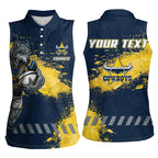 Personalised North Queensland Cowboys Rugby Women Sleeveless Polo Shirt Wolf Mascot - Sporty Splash Art Style