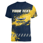 Personalised North Queensland Cowboys Rugby Women V-Neck T-Shirt Wolf Mascot - Sporty Splash Art Style
