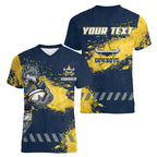 Personalised North Queensland Cowboys Rugby Women V-Neck T-Shirt Wolf Mascot - Sporty Splash Art Style