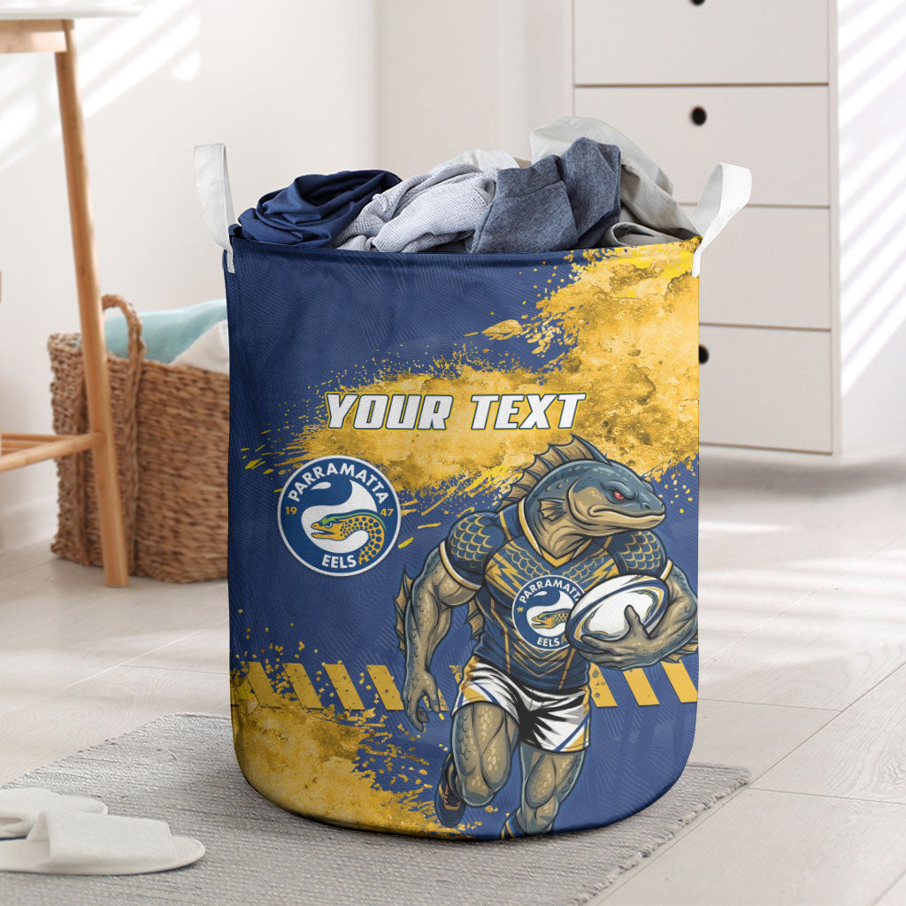Personalised Parramatta Eels Rugby Laundry Basket Eel Mascot - Sporty Splash Art Style