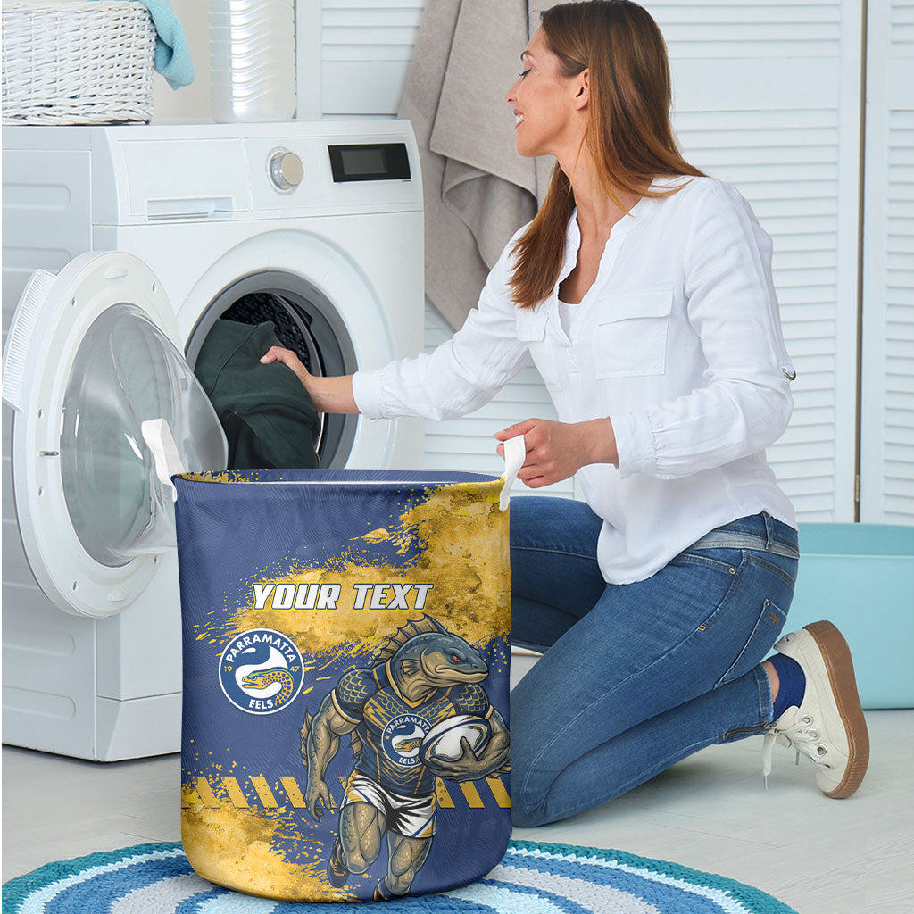 Personalised Parramatta Eels Rugby Laundry Basket Eel Mascot - Sporty Splash Art Style