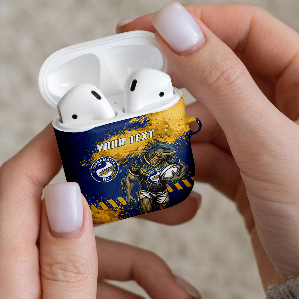 Personalised Parramatta Eels Rugby AirPods Case Eel Mascot - Sporty Splash Art Style