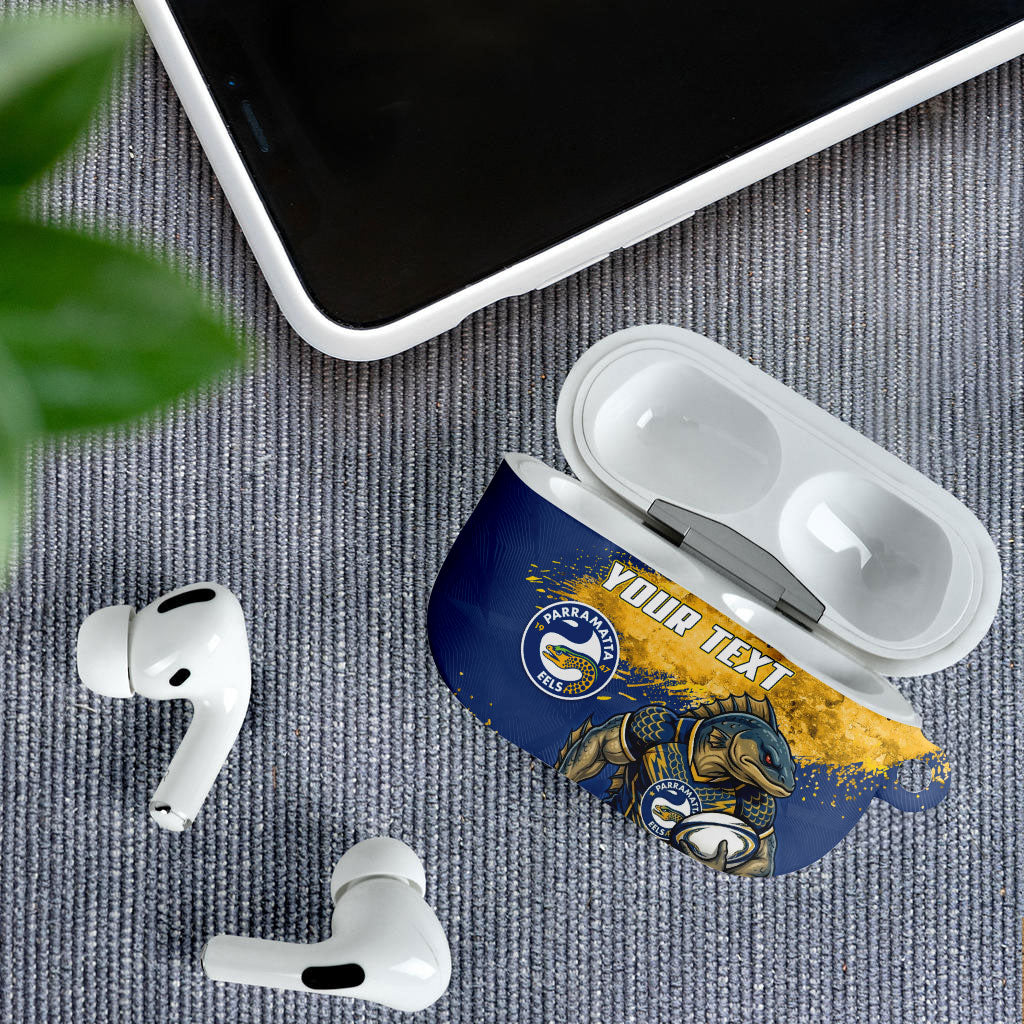 Personalised Parramatta Eels Rugby AirPods Case Eel Mascot - Sporty Splash Art Style