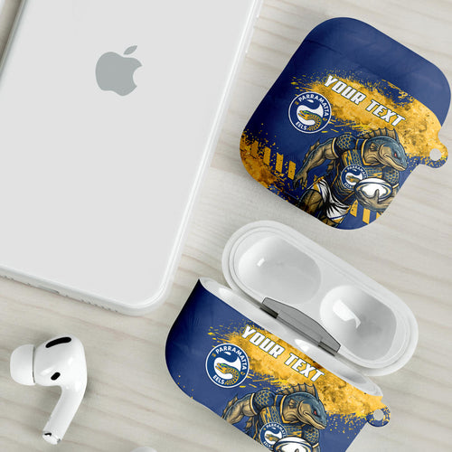 Personalised Parramatta Eels Rugby AirPods Case Eel Mascot - Sporty Splash Art Style