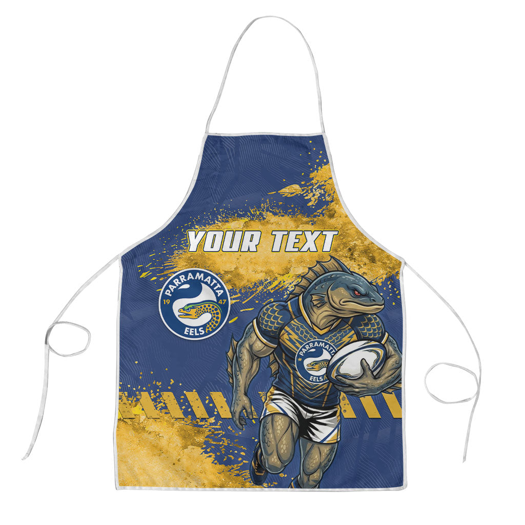 Personalised Parramatta Eels Rugby Apron Eel Mascot - Sporty Splash Art Style
