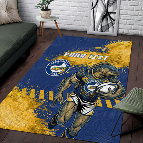 Personalised Parramatta Eels Rugby Area Rug Eel Mascot - Sporty Splash Art Style