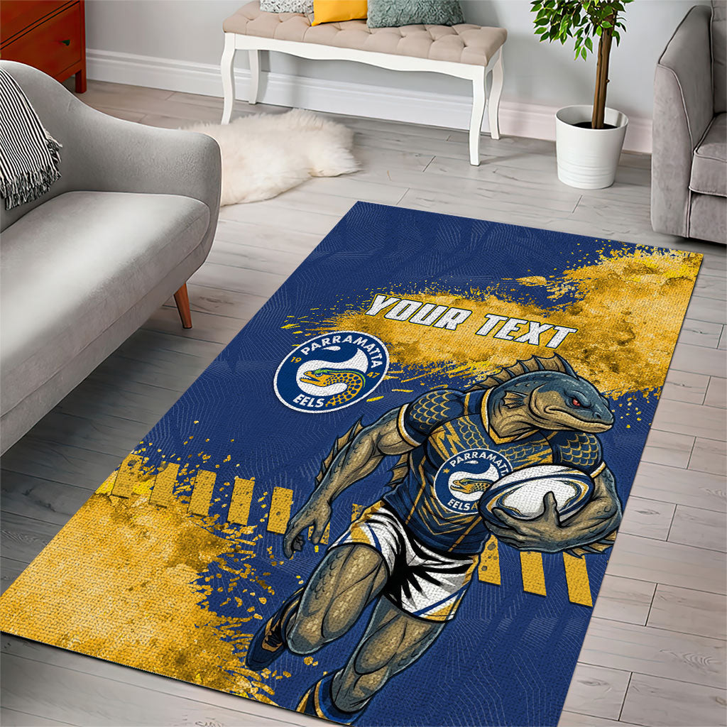Personalised Parramatta Eels Rugby Area Rug Eel Mascot - Sporty Splash Art Style