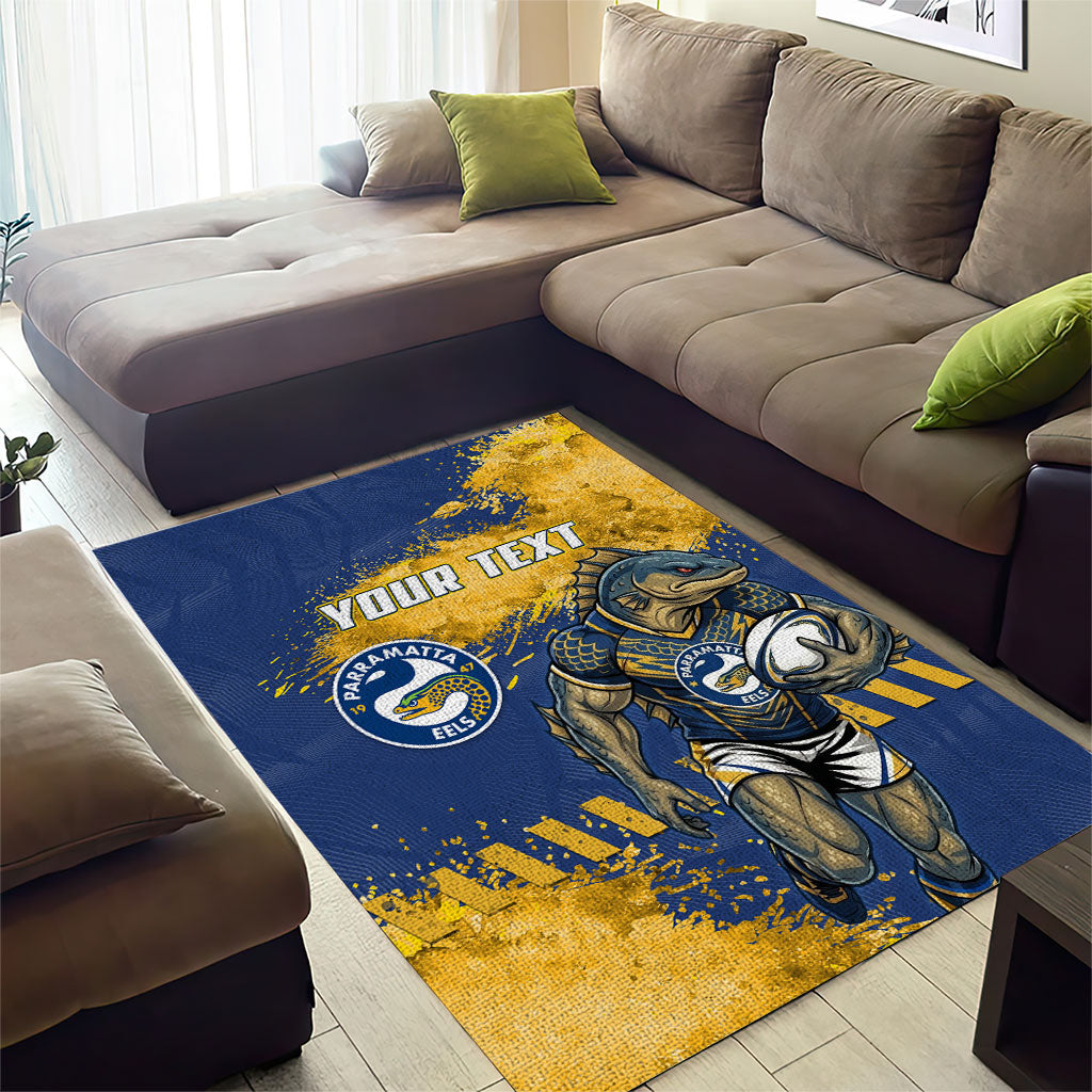 Personalised Parramatta Eels Rugby Area Rug Eel Mascot - Sporty Splash Art Style