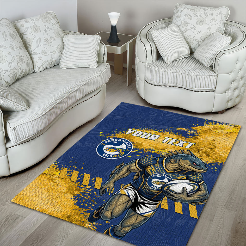 Personalised Parramatta Eels Rugby Area Rug Eel Mascot - Sporty Splash Art Style