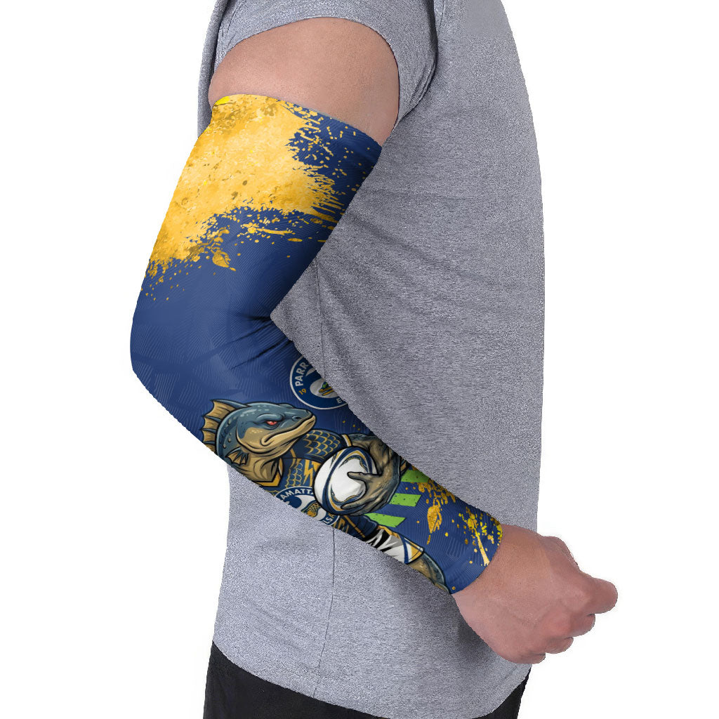 Personalised Parramatta Eels Rugby Arm Sleeves Eel Mascot - Sporty Splash Art Style