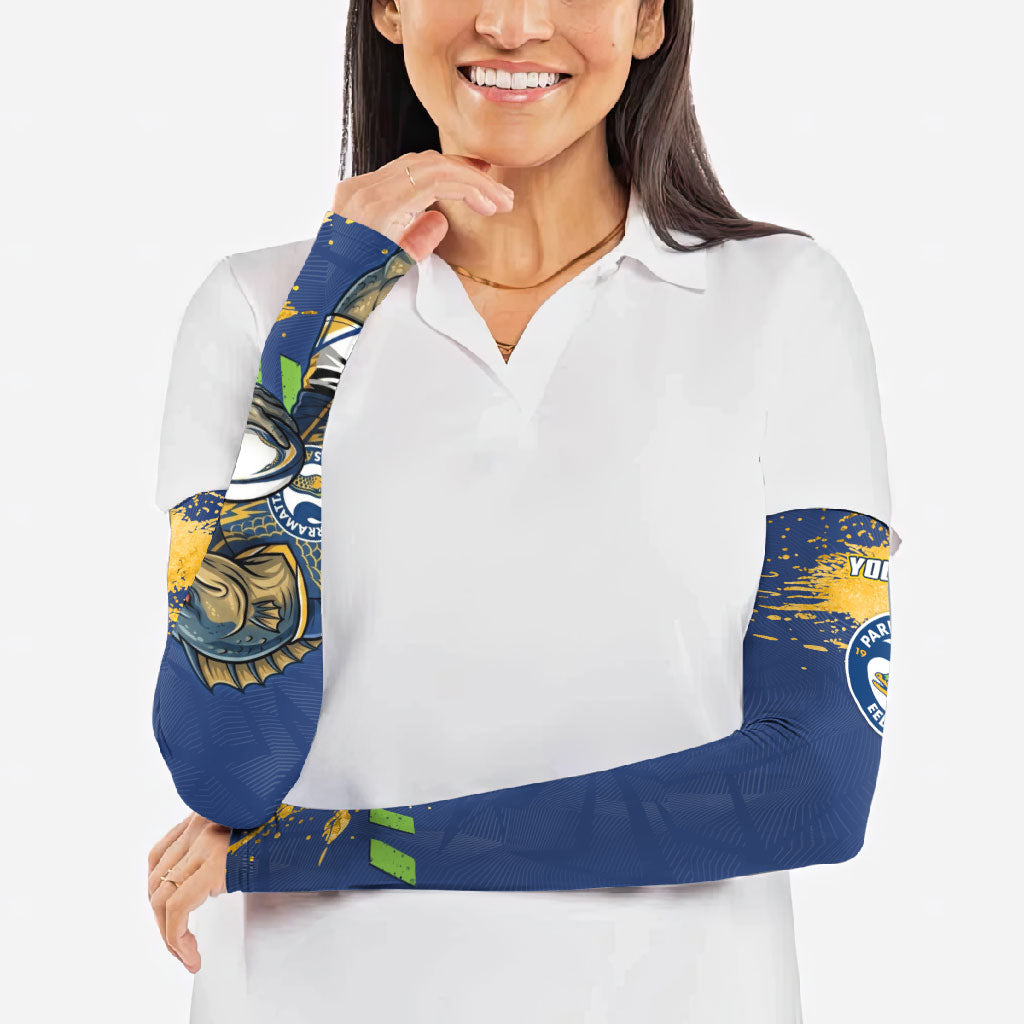 Personalised Parramatta Eels Rugby Arm Sleeves Eel Mascot - Sporty Splash Art Style