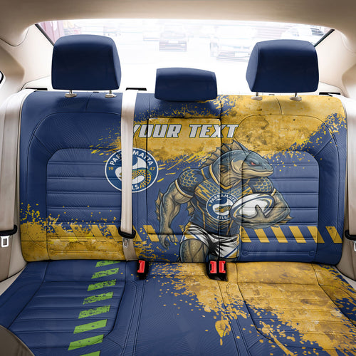 Personalised Parramatta Eels Rugby Back Car Seat Cover Eel Mascot - Sporty Splash Art Style