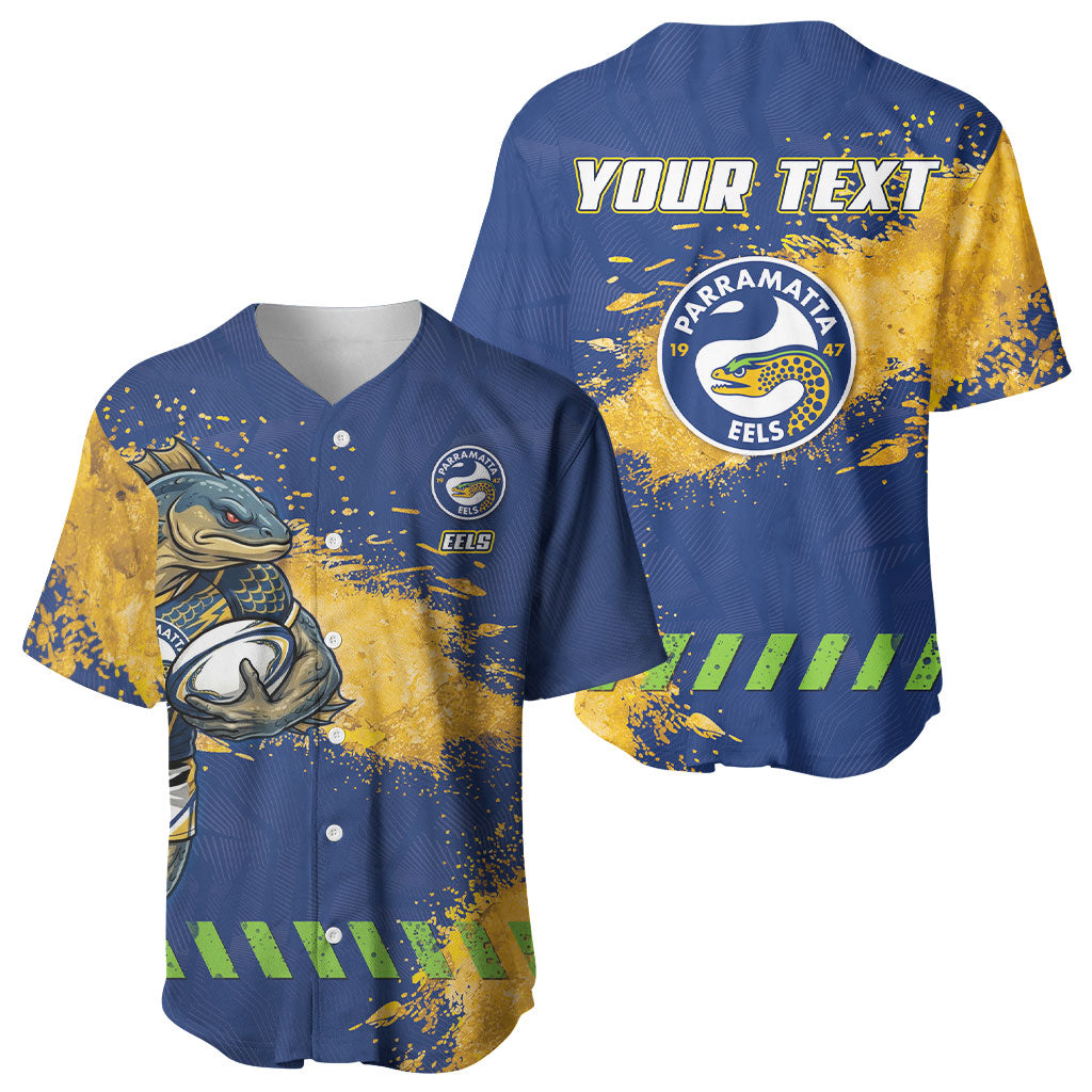 Personalised Parramatta Eels Rugby Baseball Jersey Eel Mascot - Sporty Splash Art Style