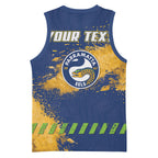 Personalised Parramatta Eels Rugby Basketball Jersey Eel Mascot - Sporty Splash Art Style