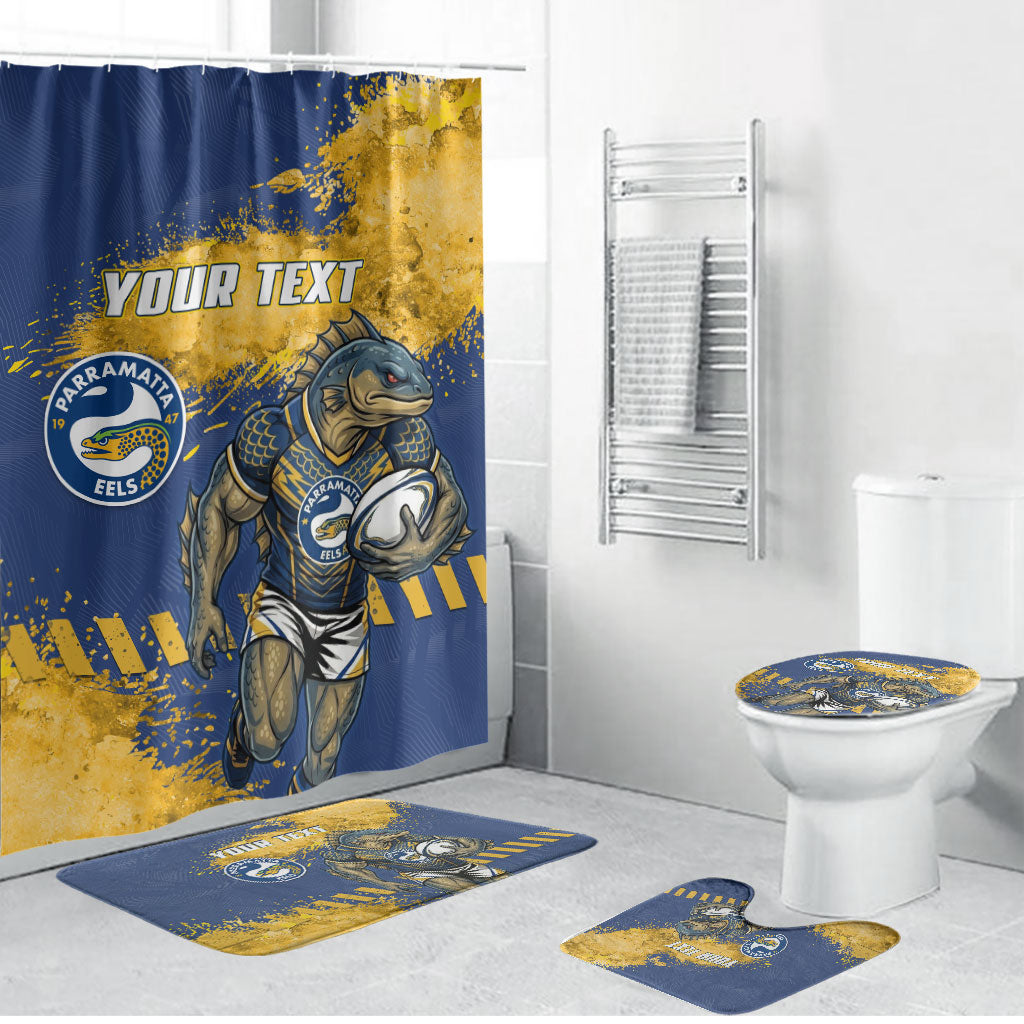 Personalised Parramatta Eels Rugby Bathroom Set Eel Mascot - Sporty Splash Art Style