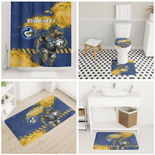Personalised Parramatta Eels Rugby Bathroom Set Eel Mascot - Sporty Splash Art Style